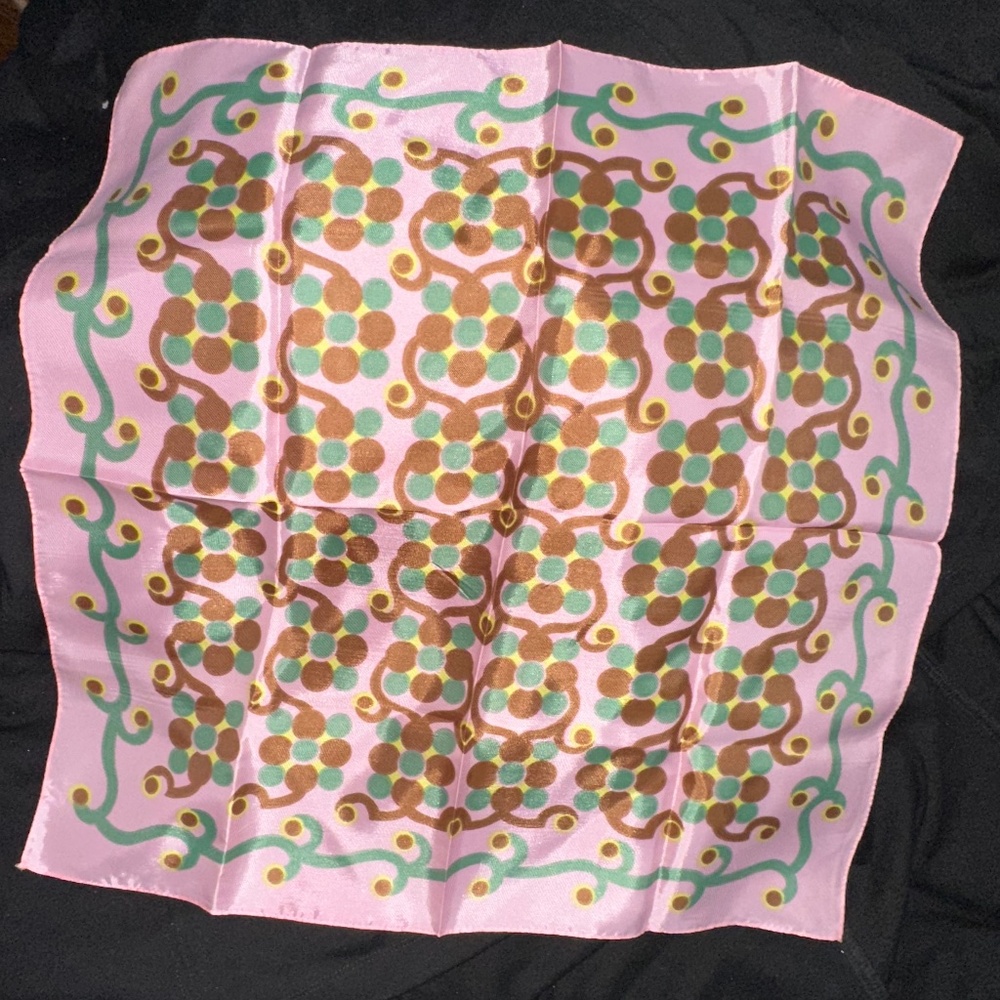 Vintage Small Scarf – Pink Abstract Pattern – Made in Japan